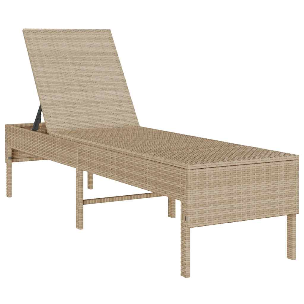 vidaXL Sonnenliege mit Auflage Beige 55x200x44 cm Poly Rattan - Image 4