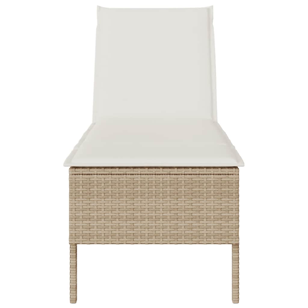 vidaXL Sonnenliege mit Auflage Beige 55x200x44 cm Poly Rattan - Image 5
