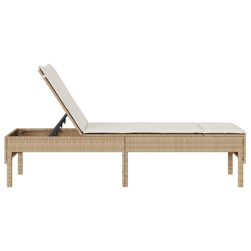 vidaXL Sonnenliege mit Auflage Beige 55x200x44 cm Poly Rattan - Image 6