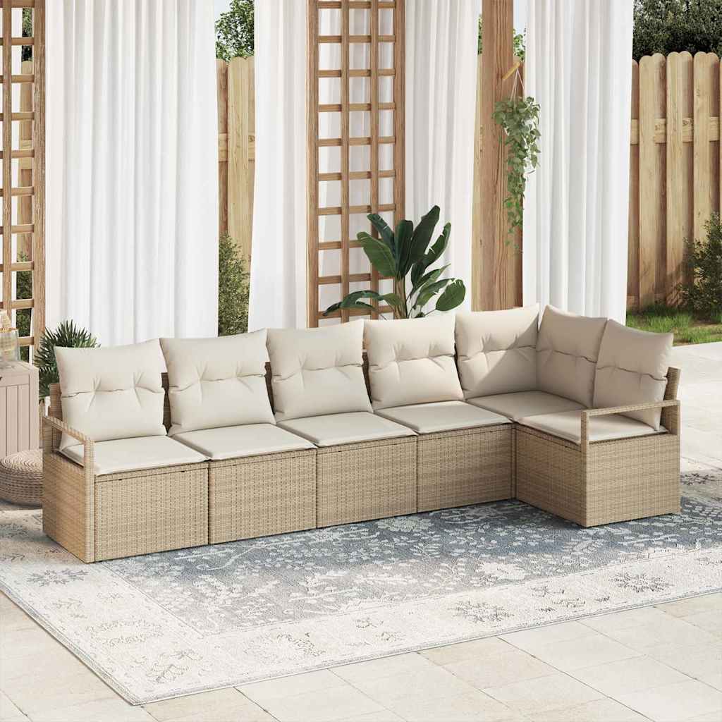 vidaXL Sofa Set mit Kissen 6 pcs Beige Poly Rattan