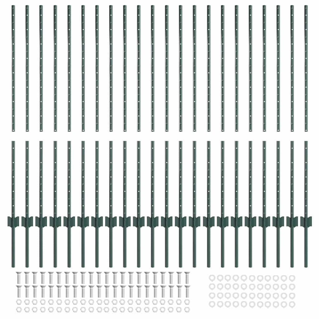 vidaXL Zaunpfosten 22 pcs Grün 160 cm Stahl - Image 4