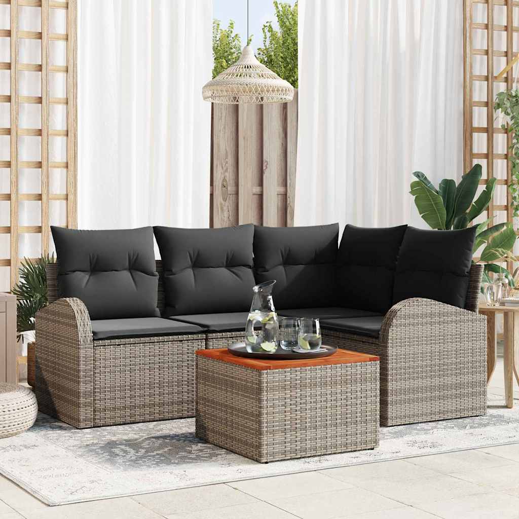 vidaXL Garten-Sofa-Set 5 pcs Grau Poly Rattan