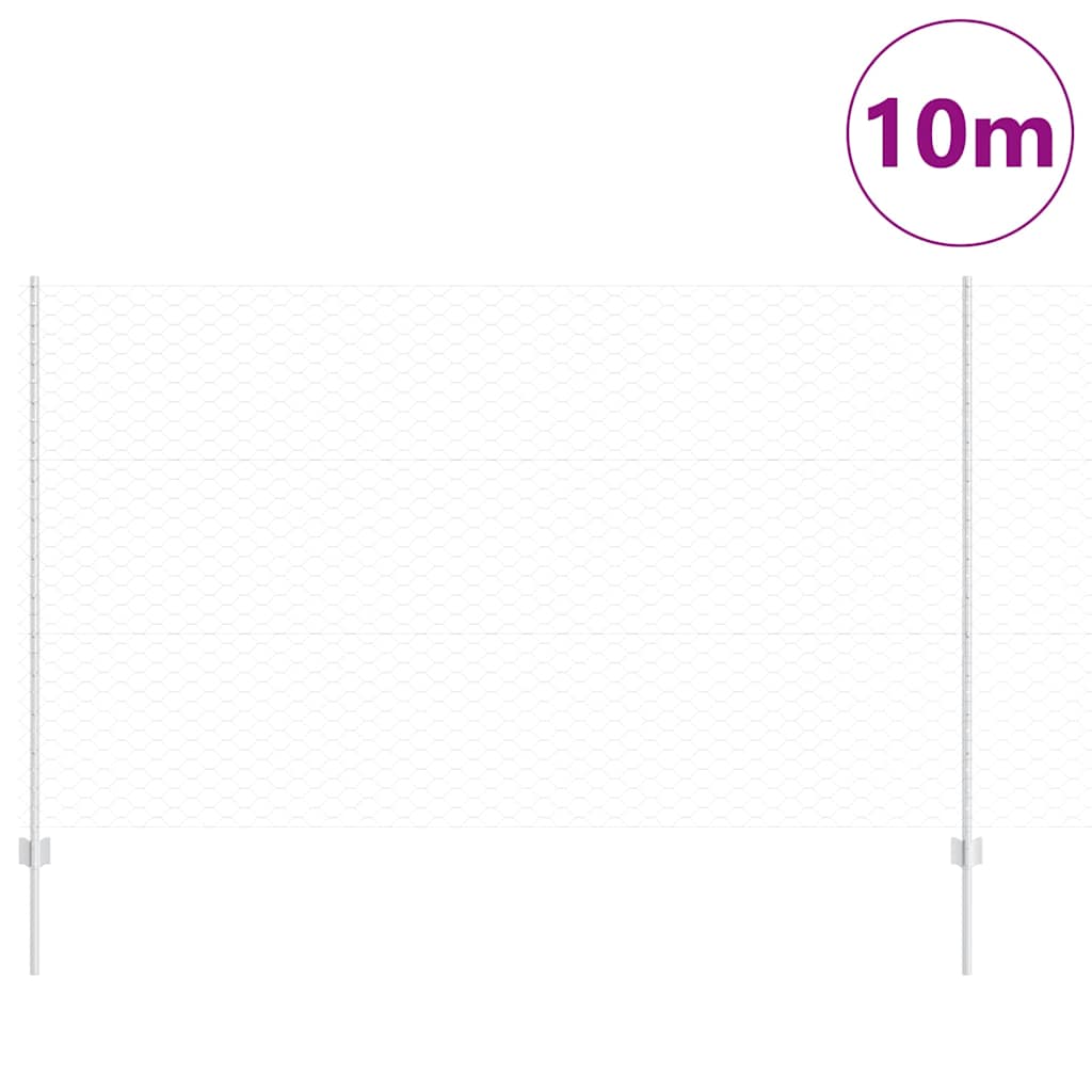 vidaXL Zaun mit Pfosten Silber 1,4 x 10 m Stahl - Image 3