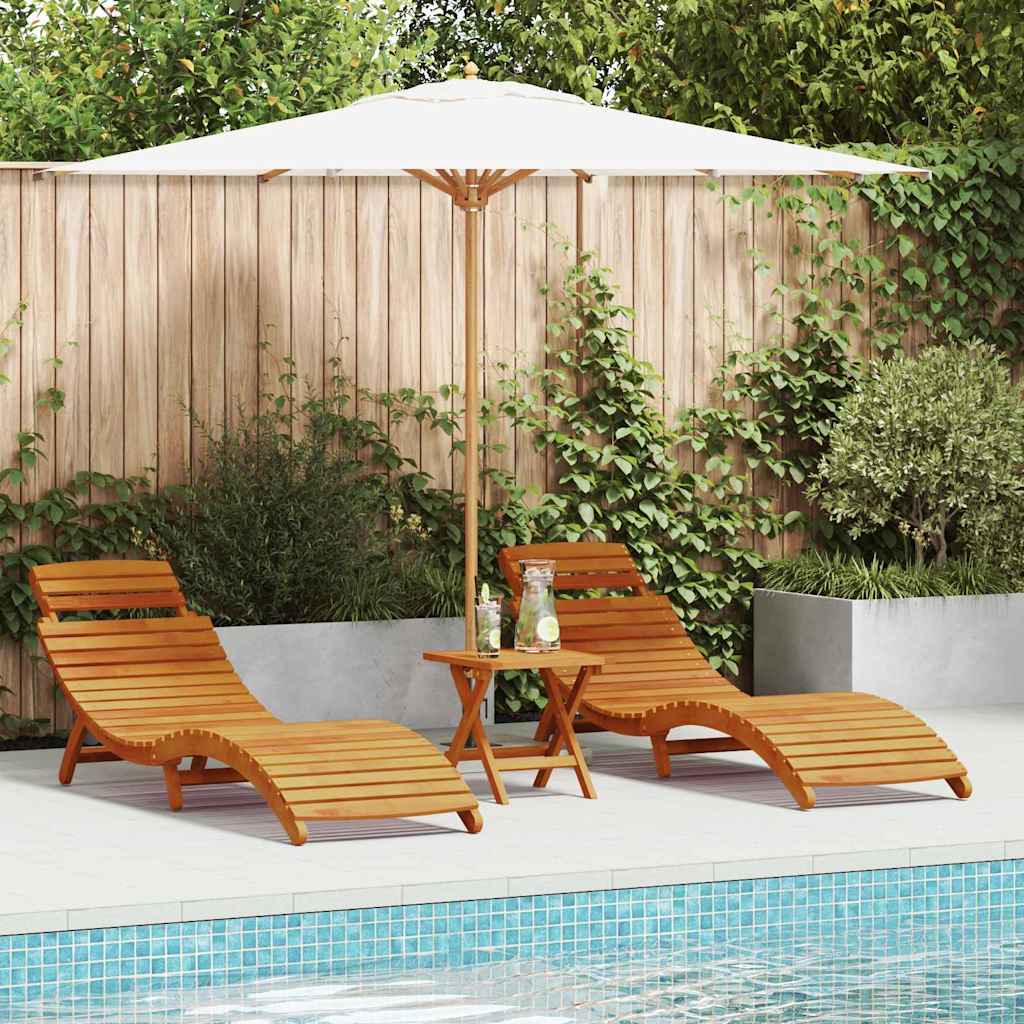 vidaXL Sonnenliege 2-Person 3 pcs Braun Massivholz Akazie