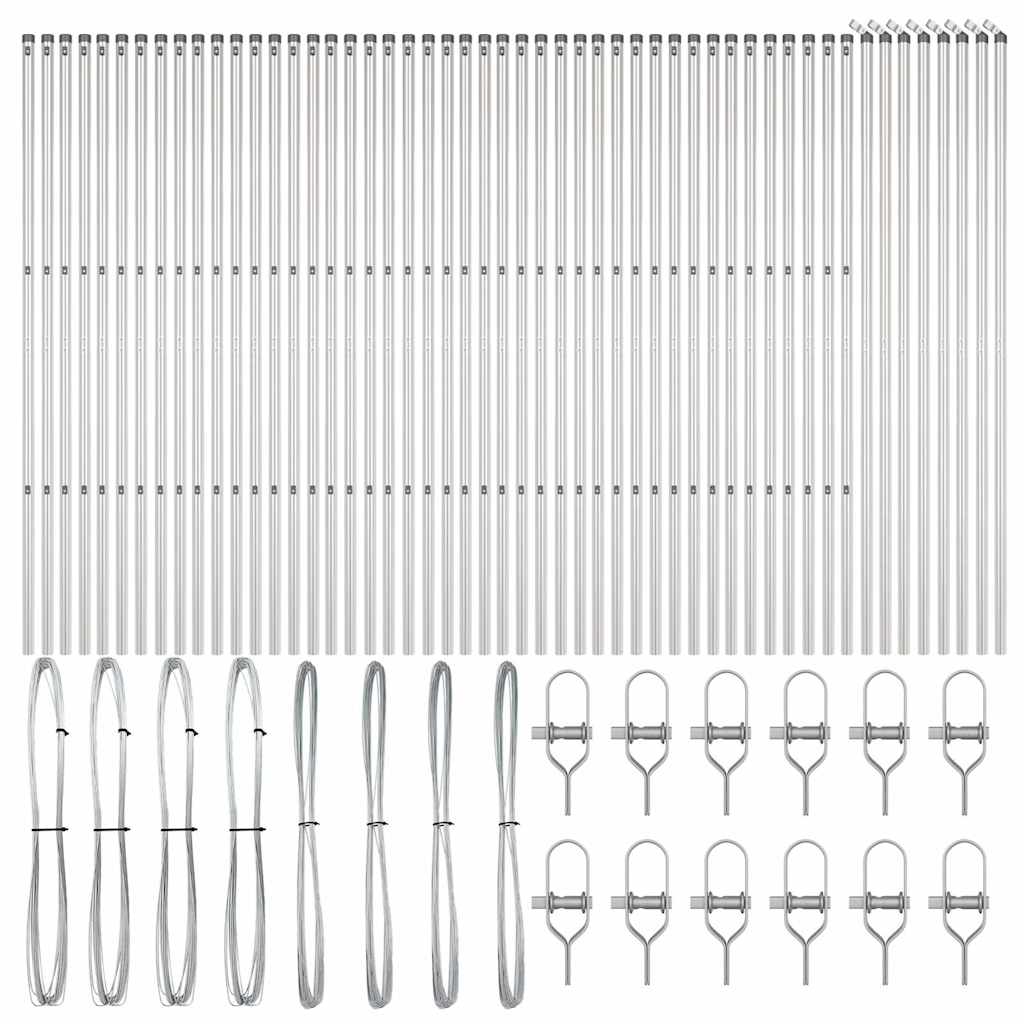 vidaXL Zaunpfosten Sonstiges 52 pcs Grau 3,2 x 3,2 x 200 cm Stahl - Image 3
