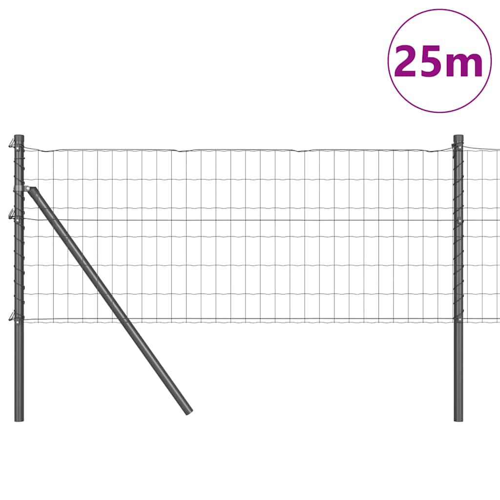vidaXL Zaun mit Pfosten Grau 0,4 x 25 m Stahl - Image 3