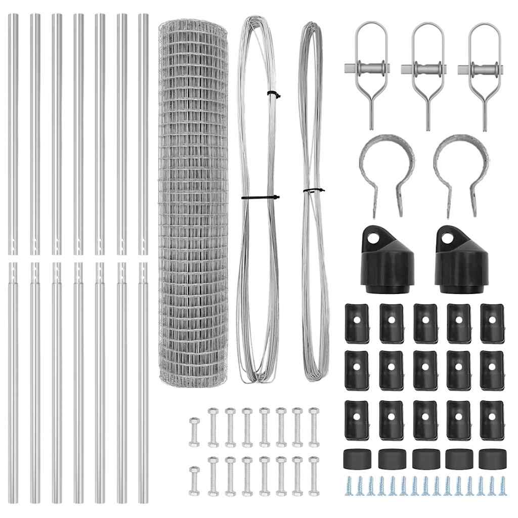 vidaXL Zaun mit Pfosten Silber 1,5 x 10 m Stahl - Image 5