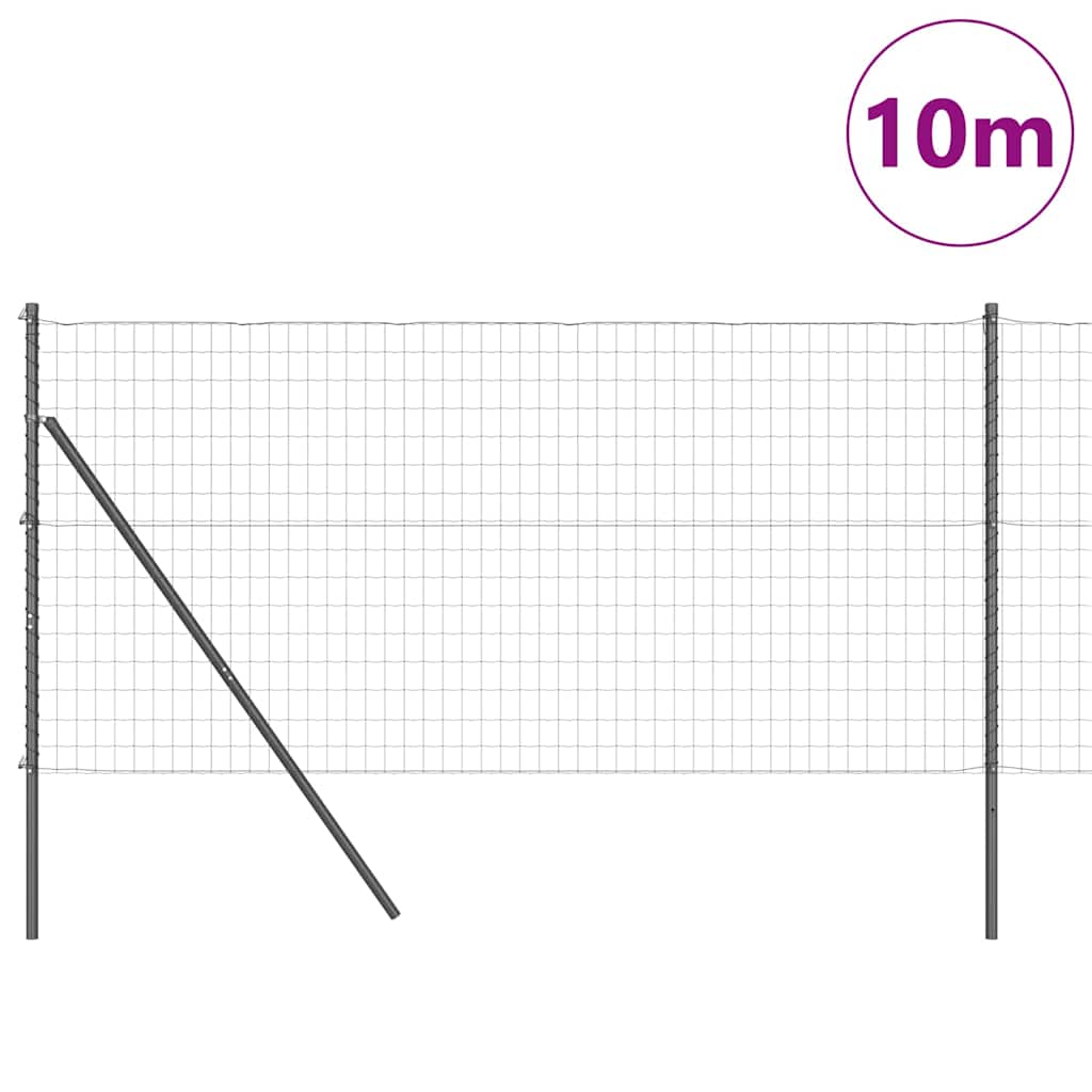 vidaXL Zaun mit Pfosten Grau 1 x 10 m Stahl - Image 3