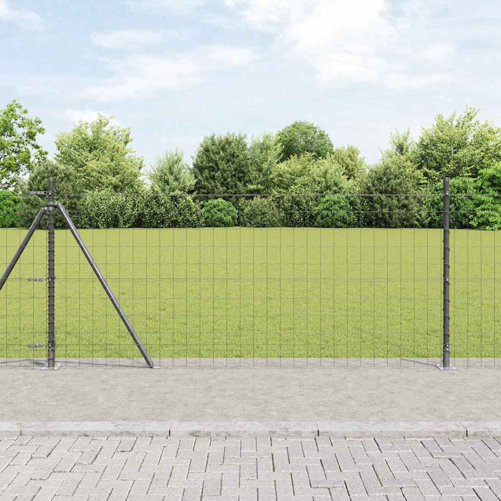 vidaXL Zaun mit Pfosten Grau 0,8 x 25 m Stahl