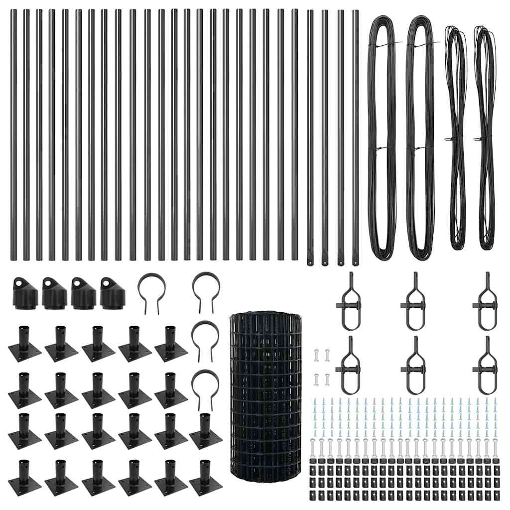 vidaXL Zaun mit Pfosten Grau 0,6 x 50 m Stahl - Image 5