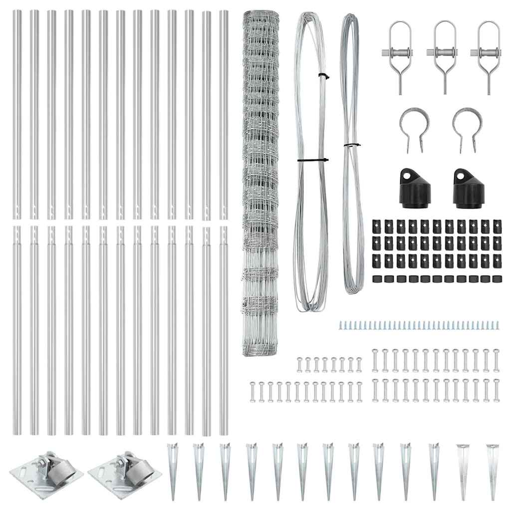 vidaXL Wildzaun Silber 25 x 1,5 m Verzinkter Stahl - Image 5