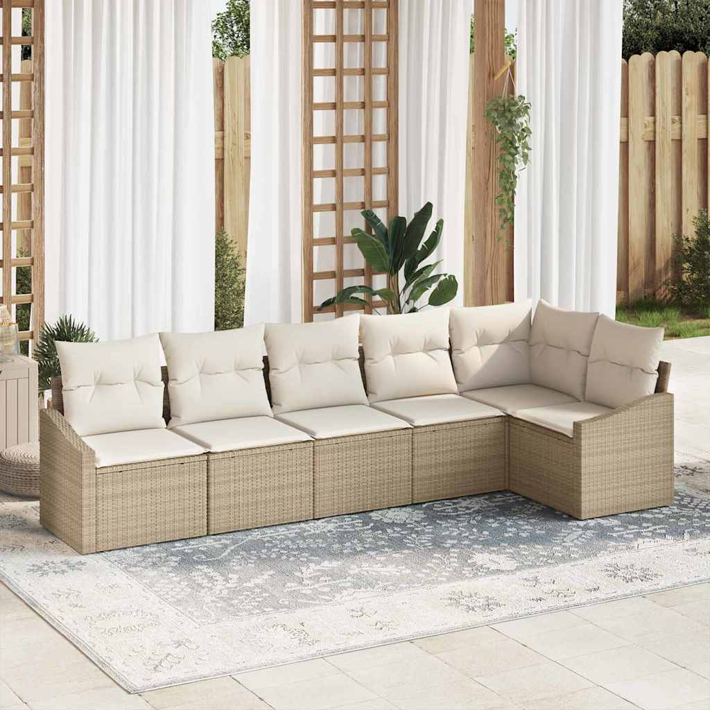 vidaXL Sofa Set mit Kissen 6 pcs Beige und Creme Poly-Rattan