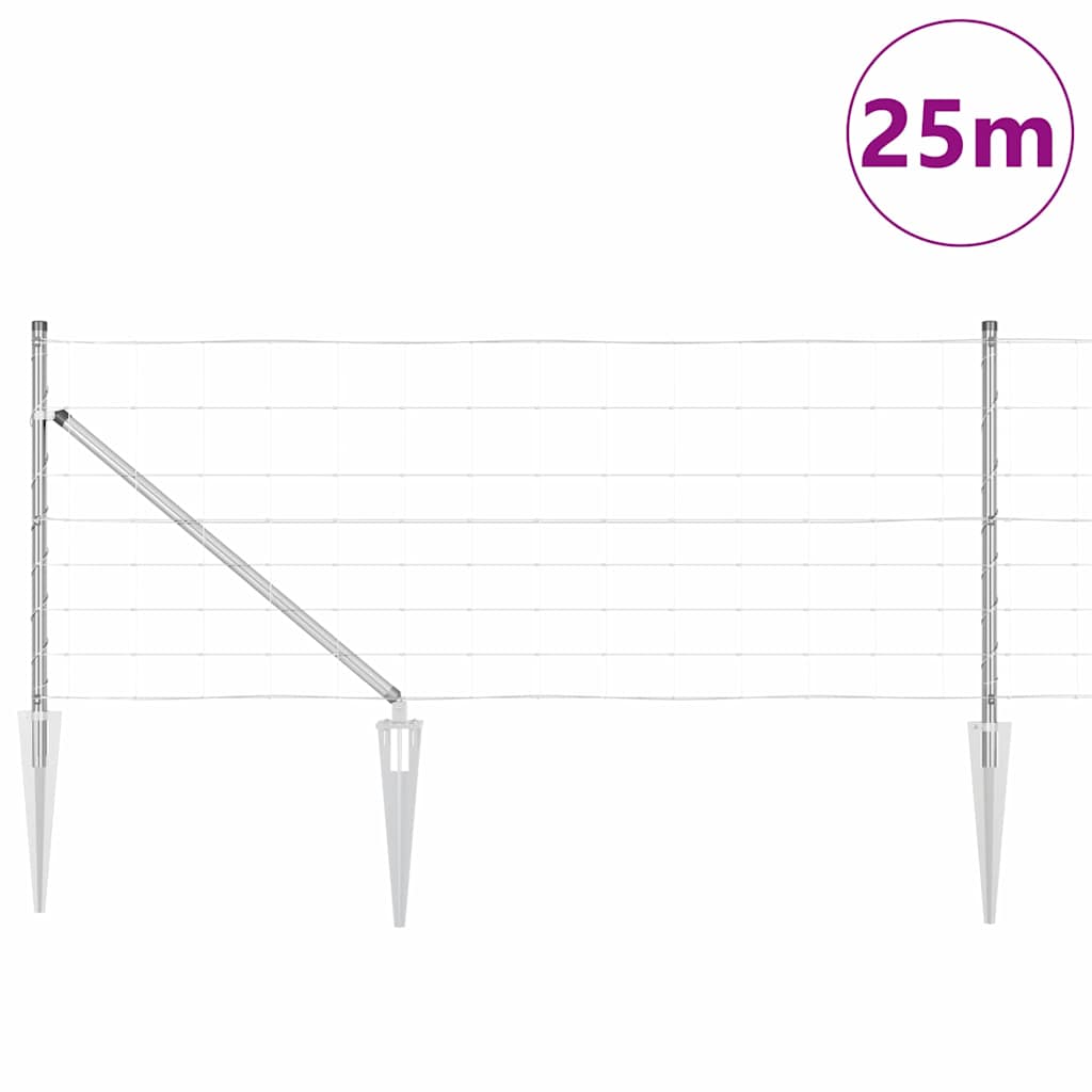 vidaXL Wildzaun Silber 25 x 0,8 m Verzinkter Stahl - Image 3