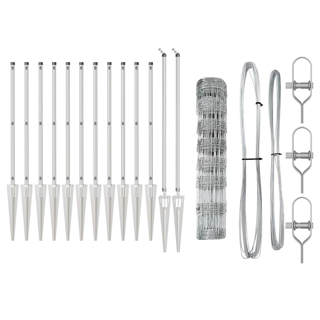 vidaXL Wildzaun Silber 25 x 0,8 m Verzinkter Stahl - Image 4