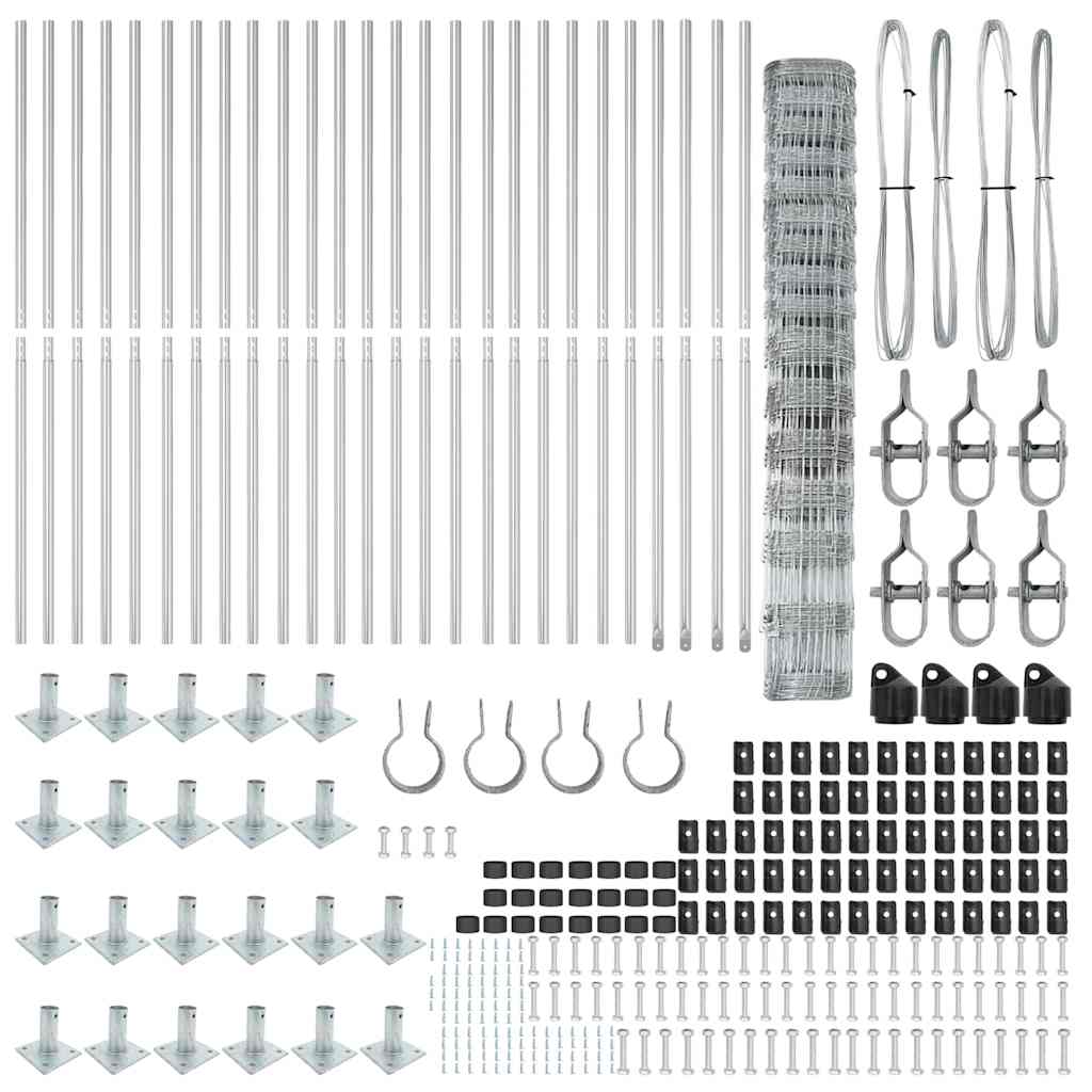 vidaXL Wildzaun Silber 50 x 1,2 m Verzinkter Stahl - Image 5