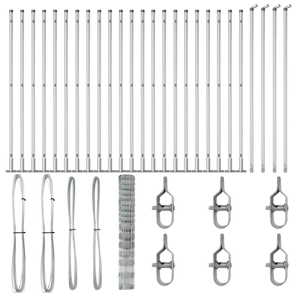 vidaXL Wildzaun Silber 50 x 1,2 m Verzinkter Stahl - Image 4