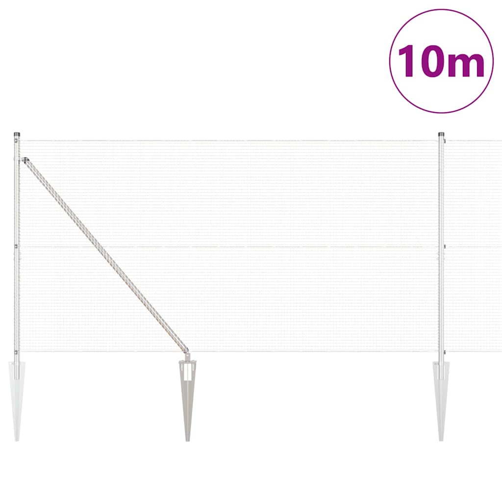 vidaXL Zaun mit Pfosten Silber 1,4 x 10 m Stahl - Image 3