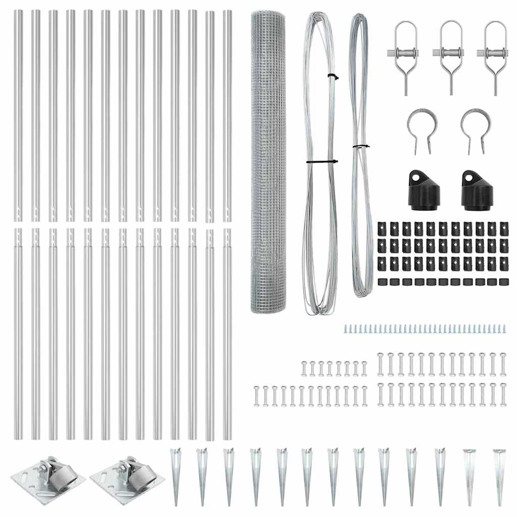 vidaXL Zaun mit Pfosten Silber 1,4 x 25 m Stahl - Image 5