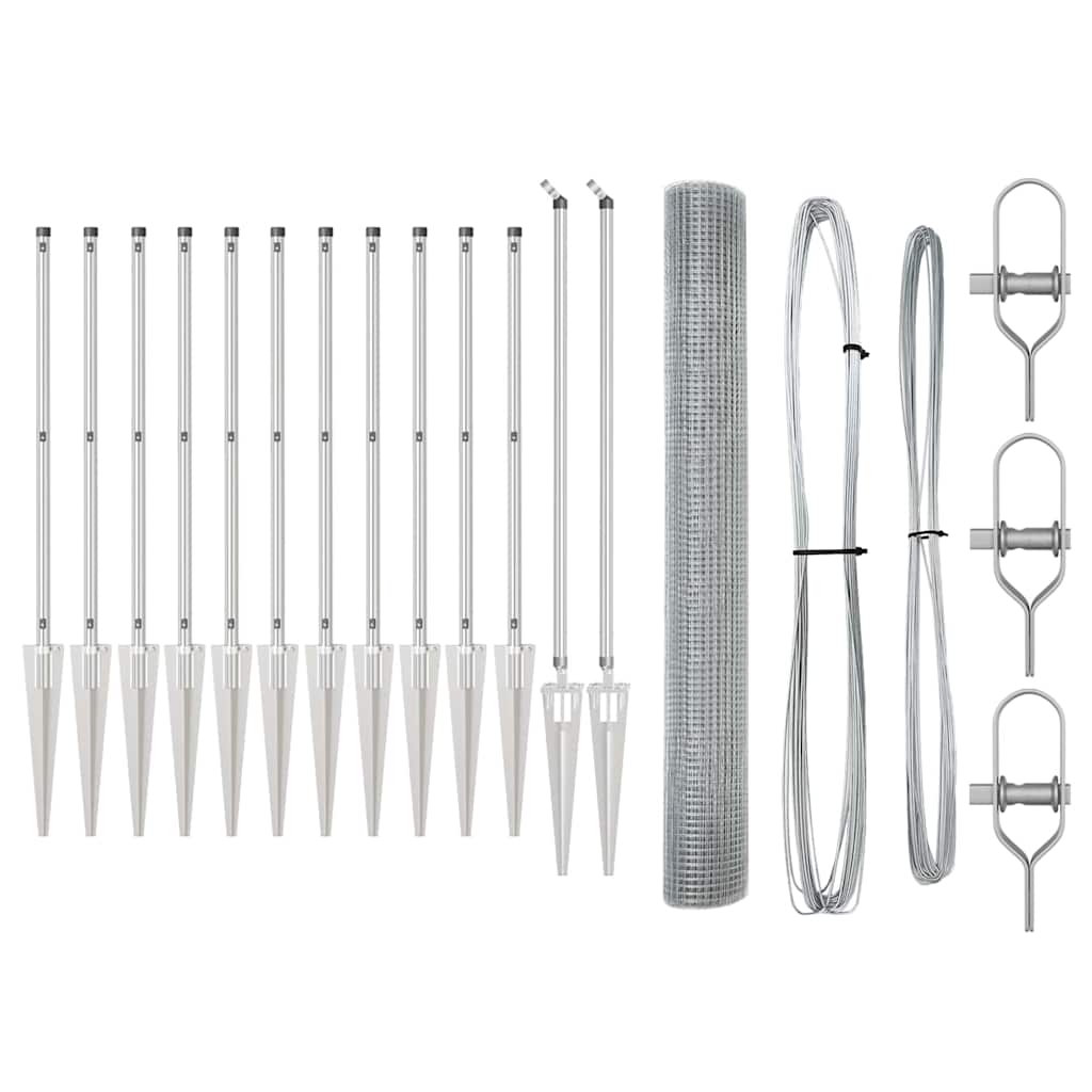 vidaXL Zaun mit Pfosten Silber 1,4 x 25 m Stahl - Image 4