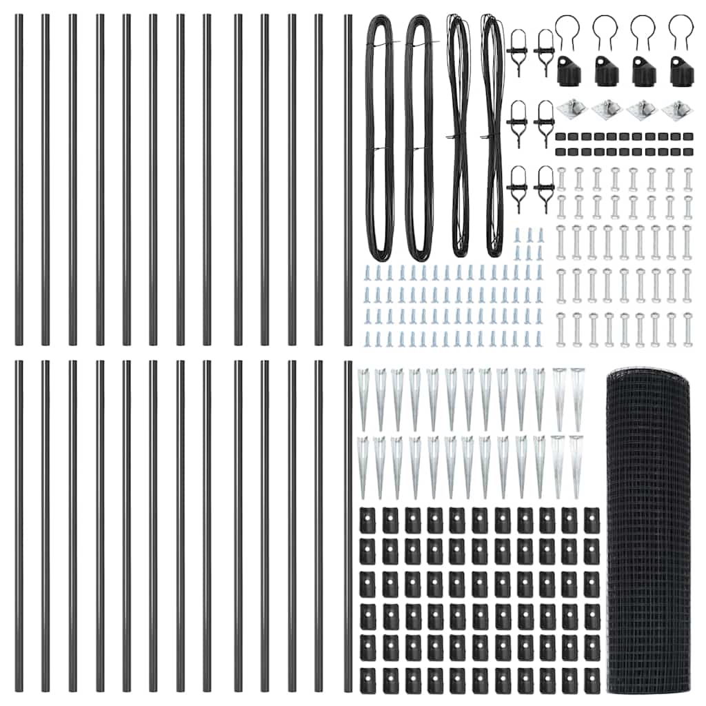 vidaXL Zaun mit Pfosten Grau 0,5 x 50 m Stahl - Image 4