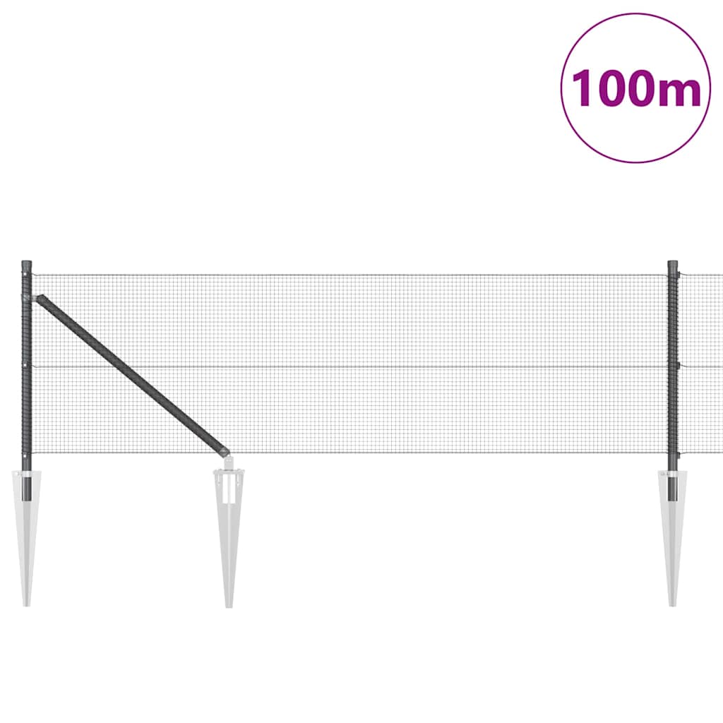vidaXL Zaun mit Pfosten Grau 0,6 x 100 m Stahl - Image 3