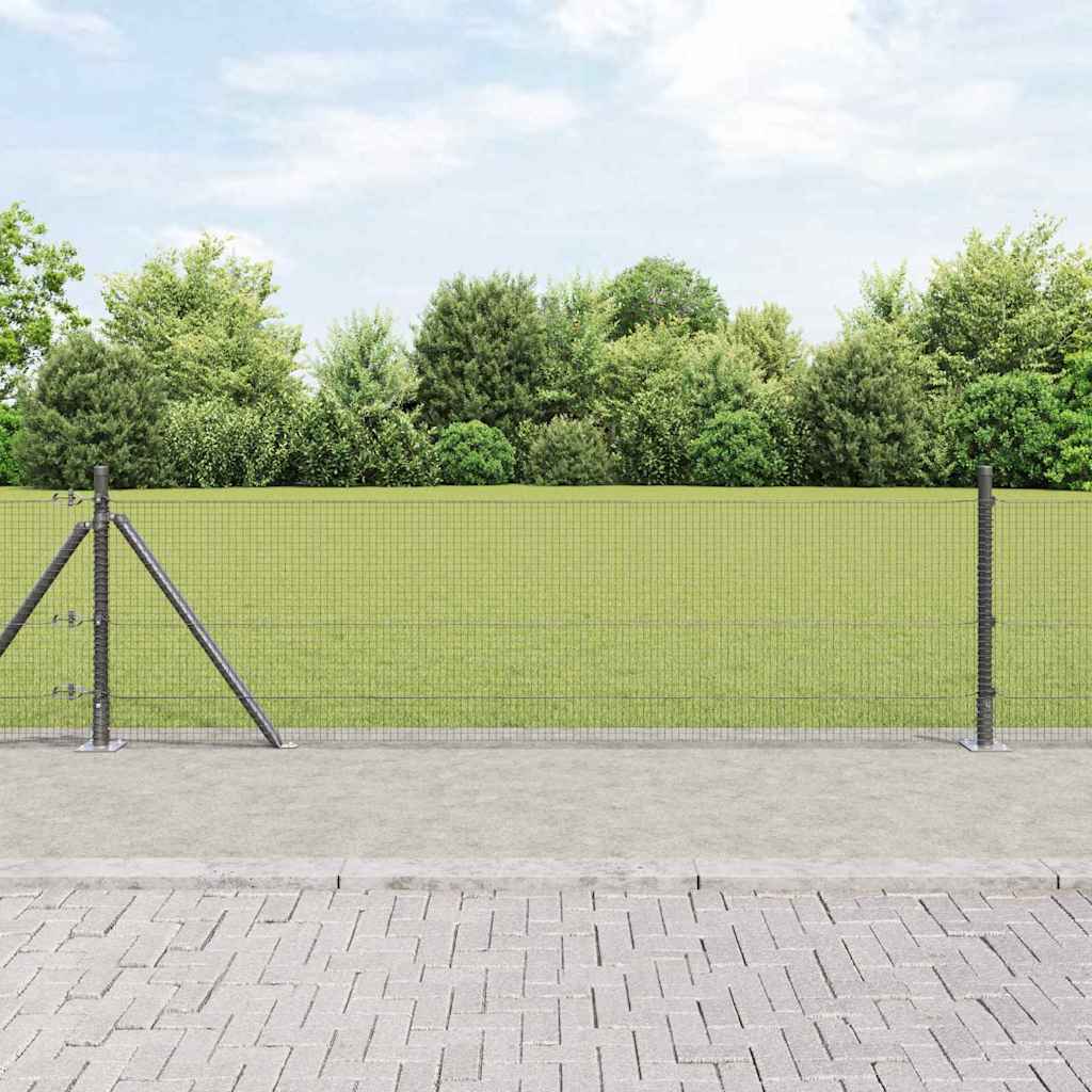 vidaXL Zaun mit Pfosten Grau 0,6 x 10 m Stahl