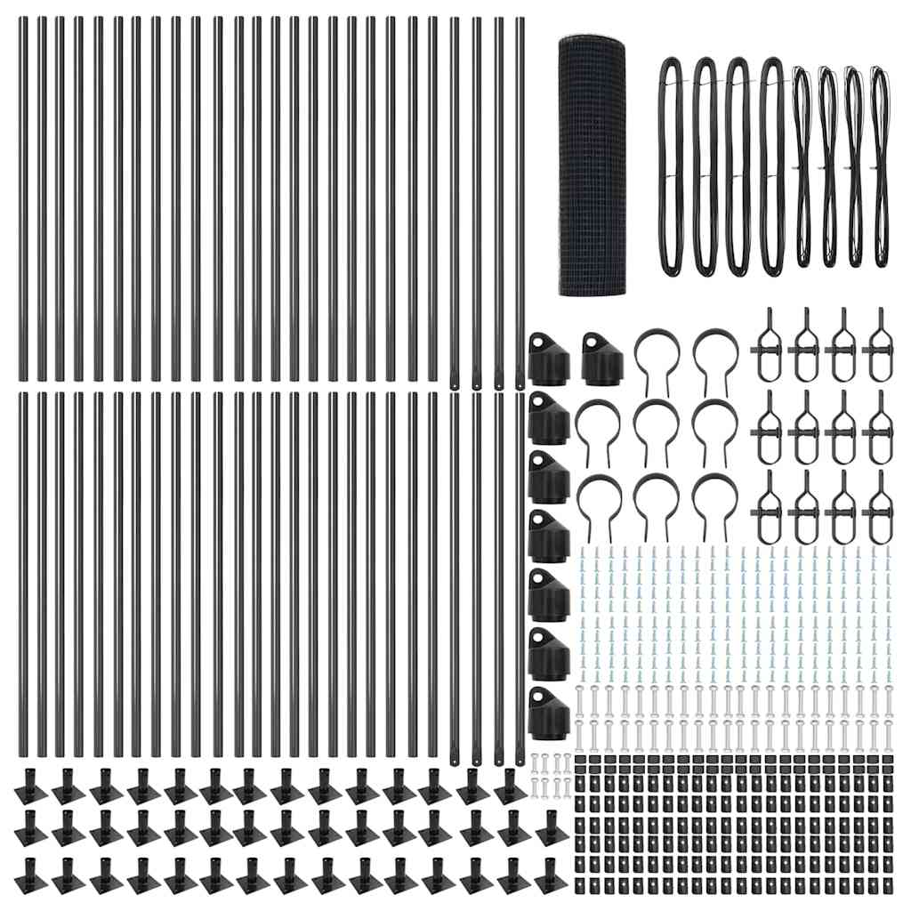 vidaXL Zaun mit Pfosten Grau 0,5 x 100 m Stahl - Image 4