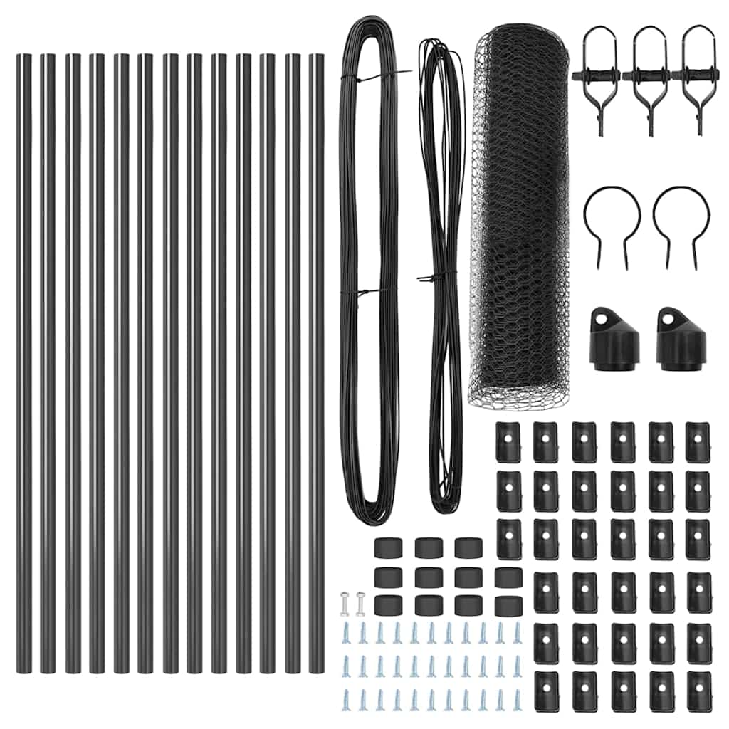 vidaXL Zaun mit Pfosten Grau 0,5 x 25 m PVC-beschichteter Stahl - Image 4