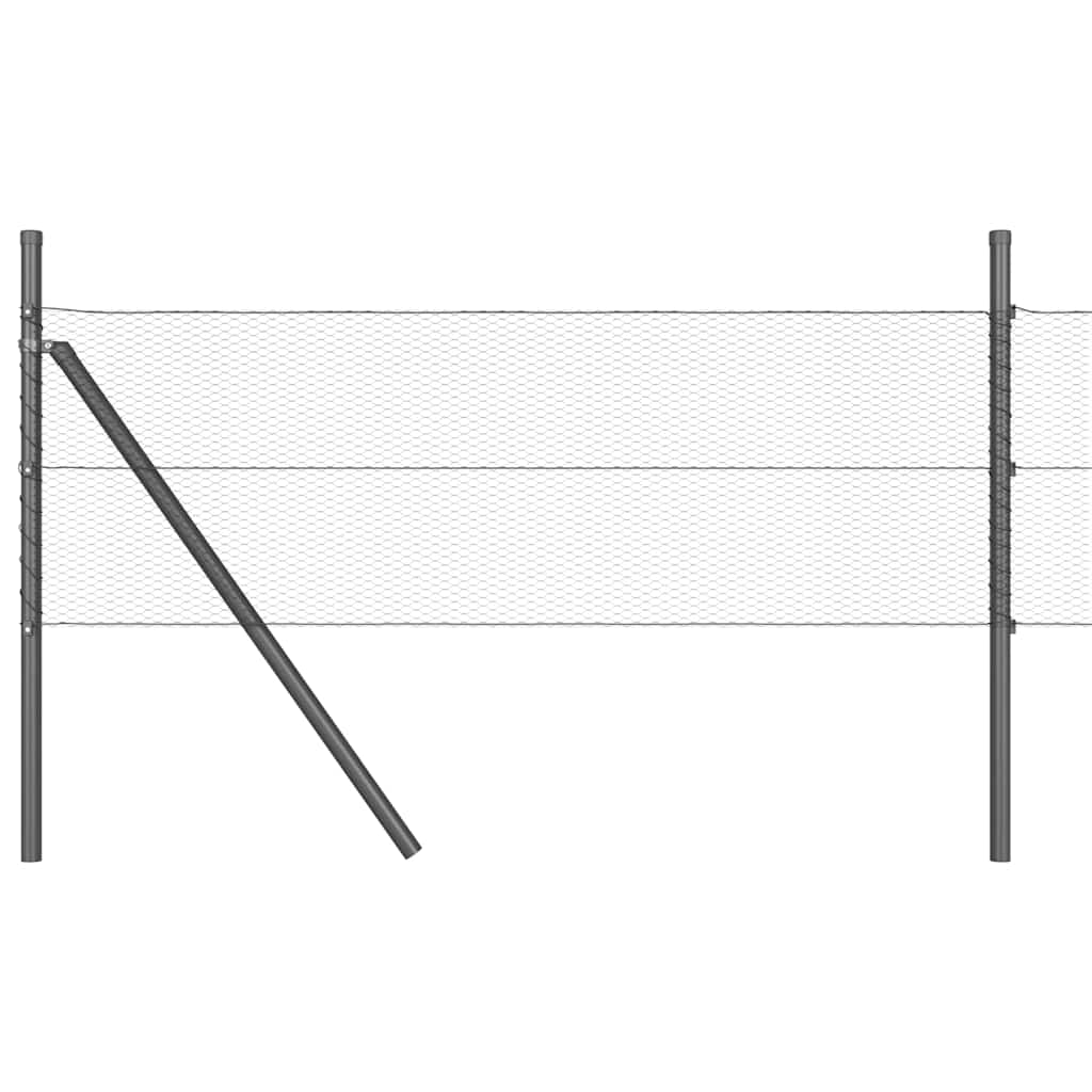 vidaXL Zaun mit Pfosten Grau 0,5 x 25 m PVC-beschichteter Stahl - Image 6
