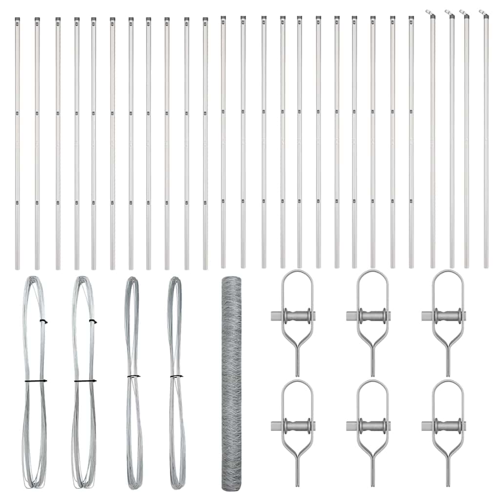 vidaXL Zaun mit Pfosten Silber 1,5 x 50 m PVC-beschichteter Stahl - Image 4