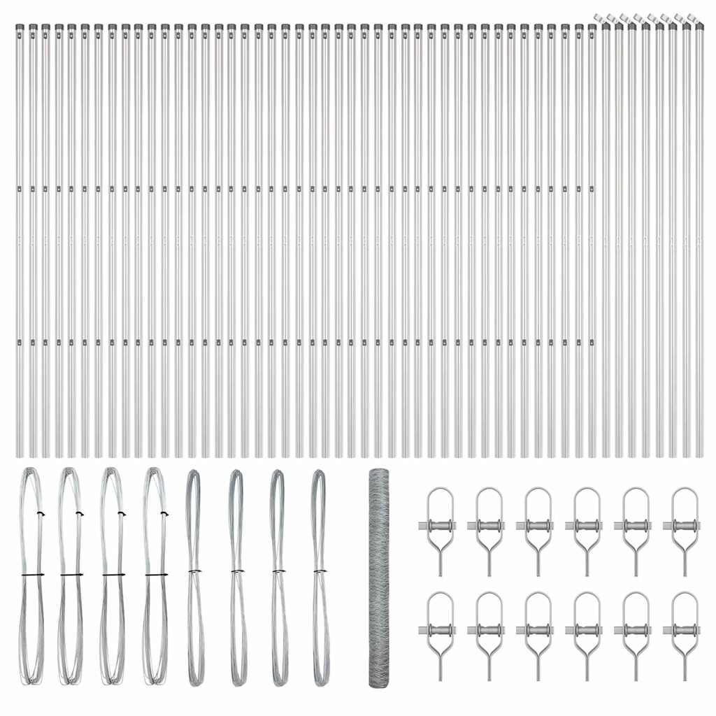 vidaXL Zaun mit Pfosten Silber 1,5 x 100 m PVC-beschichteter Stahl - Image 4