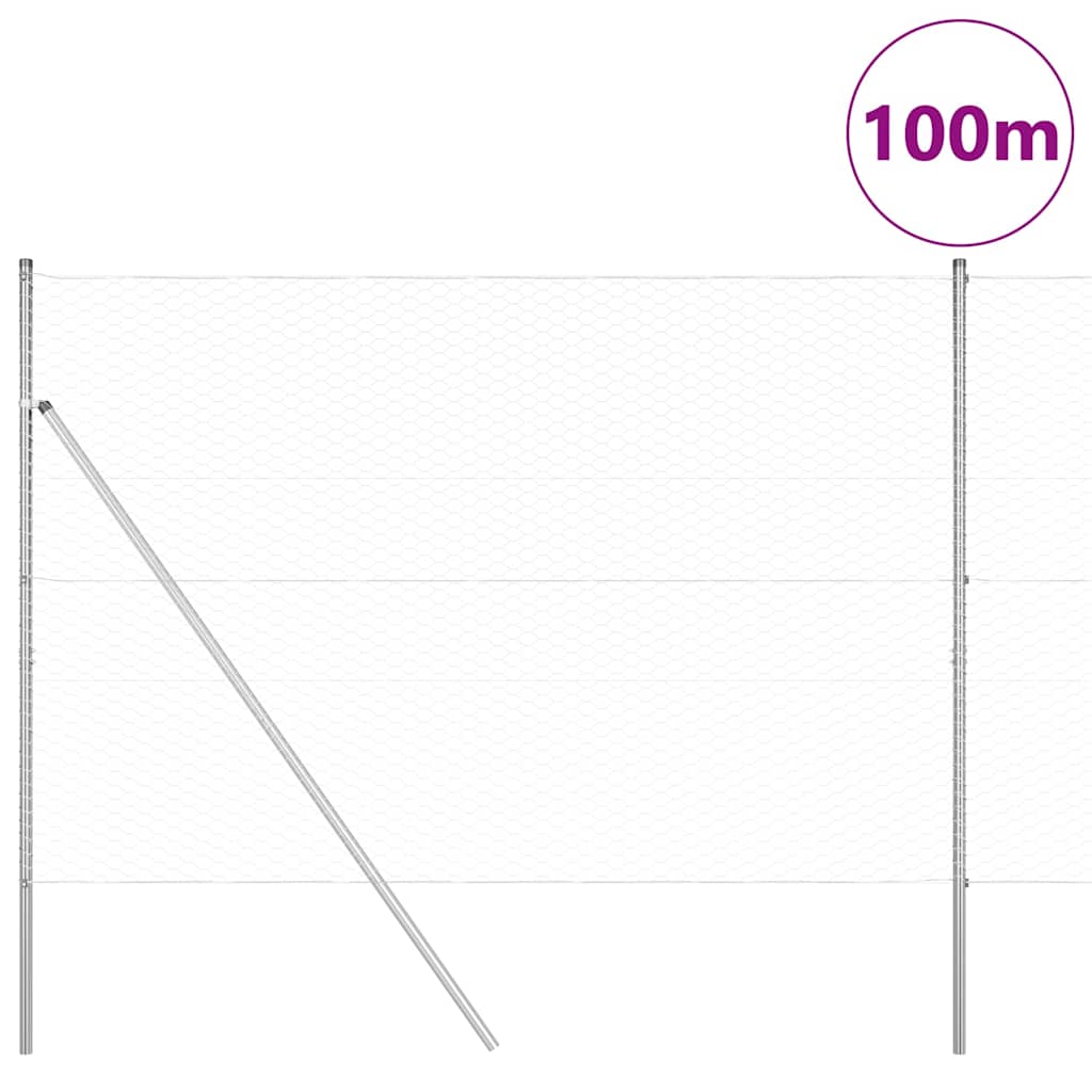 vidaXL Zaun mit Pfosten Silber 1,5 x 100 m PVC-beschichteter Stahl - Image 3