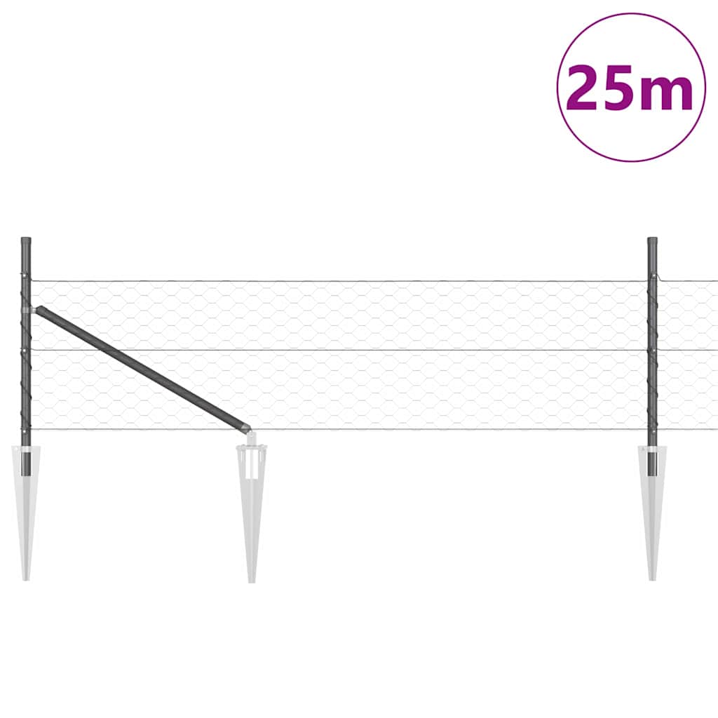 vidaXL Zaun mit Pfosten Grau 0,4 x 25 m PVC-beschichteter Stahl - Image 3