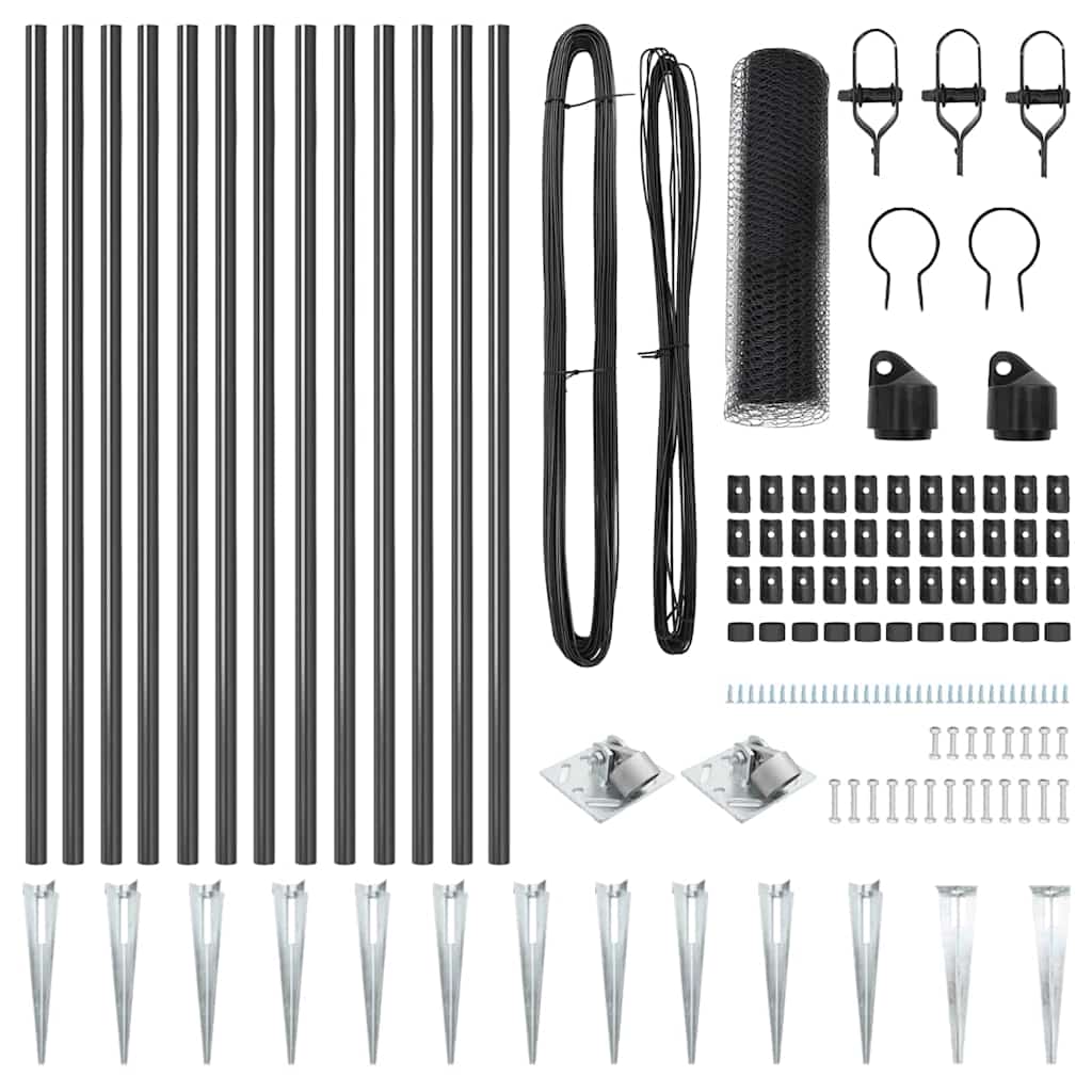 vidaXL Zaun mit Pfosten Grau 1 x 25 m PVC-beschichteter Stahl - Image 4