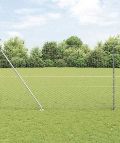 vidaXL Zaun mit Pfosten Silber 1,5 x 25 m PVC-beschichteter Stahl