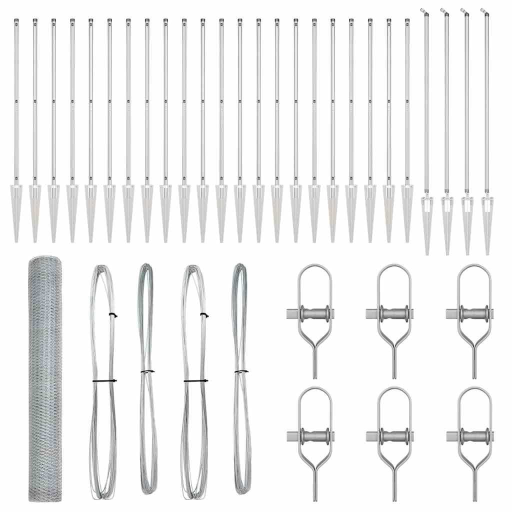 vidaXL Zaun mit Pfosten Silber 1,4 x 50 m PVC-beschichteter Stahl - Image 4