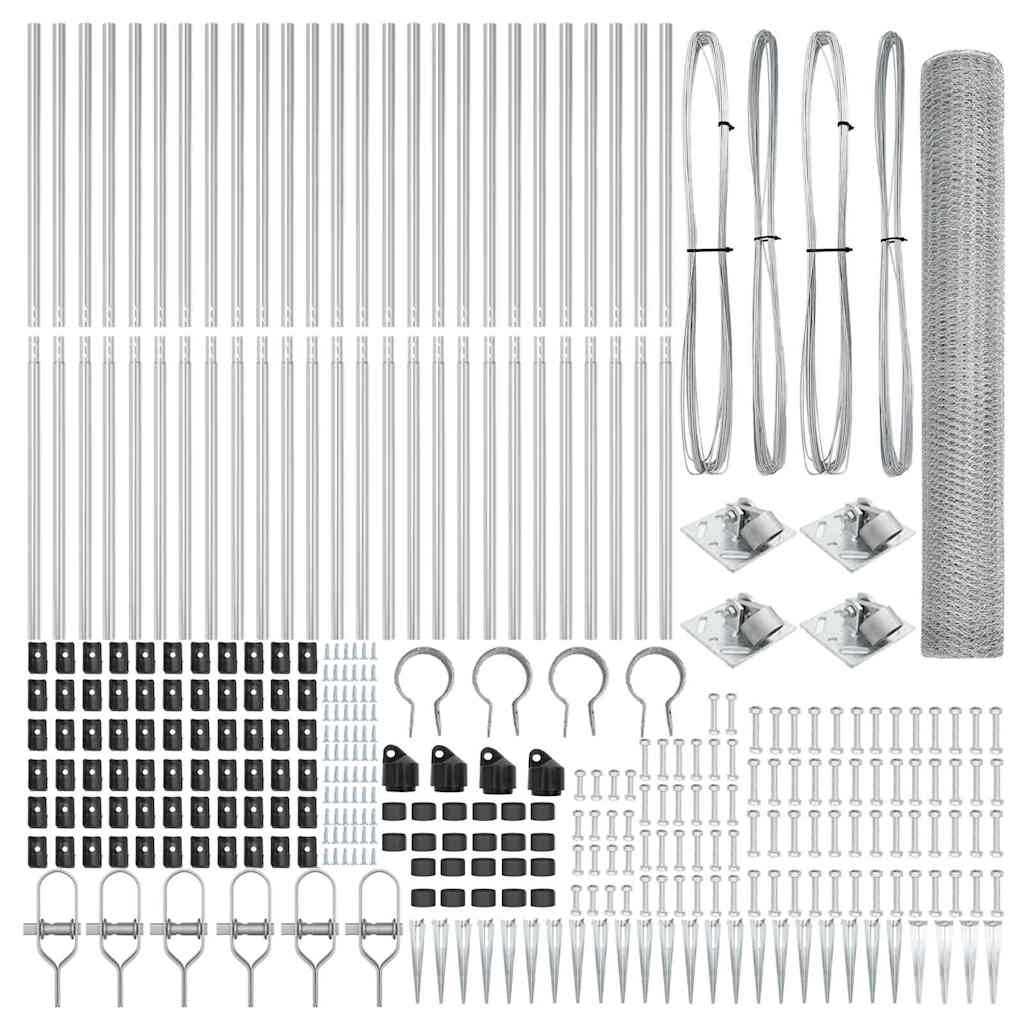 vidaXL Zaun mit Pfosten Silber 1,4 x 50 m PVC-beschichteter Stahl - Image 5