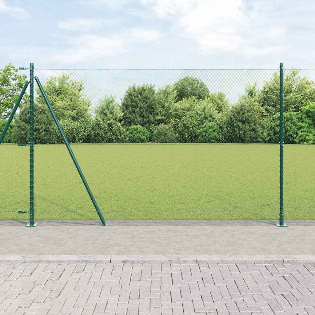 vidaXL Zaun mit Pfosten Grün 1,4 x 25 m PVC-beschichteter Stahl