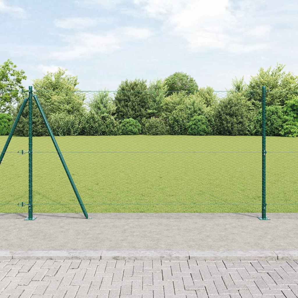 vidaXL Zaun mit Pfosten Grün 1,2 x 100 m PVC-beschichteter Stahl