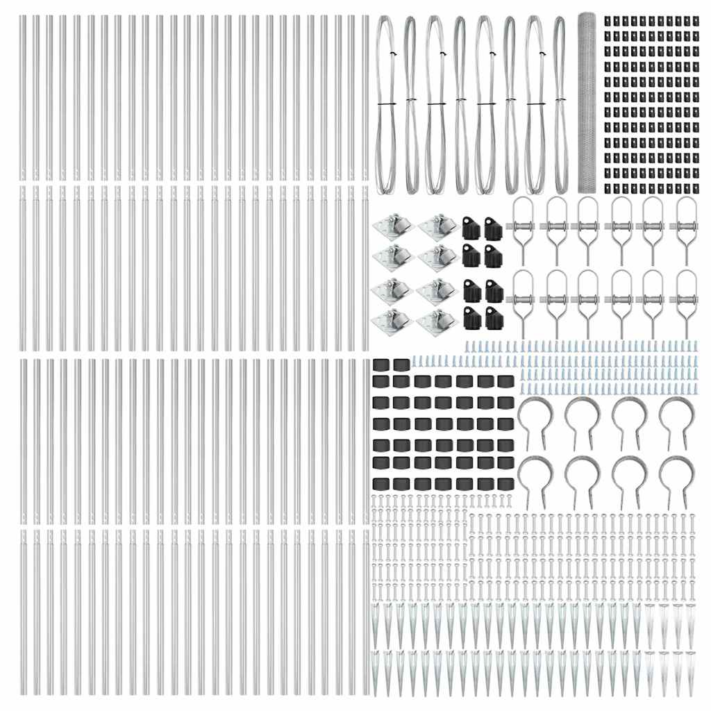 vidaXL Zaun mit Pfosten Silber 1,5 x 100 m PVC-beschichteter Stahl - Image 4