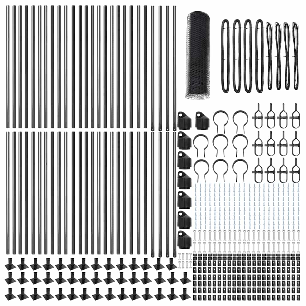 vidaXL Zaun mit Pfosten Grau 0,8 x 100 m PVC-beschichteter Stahl - Image 4