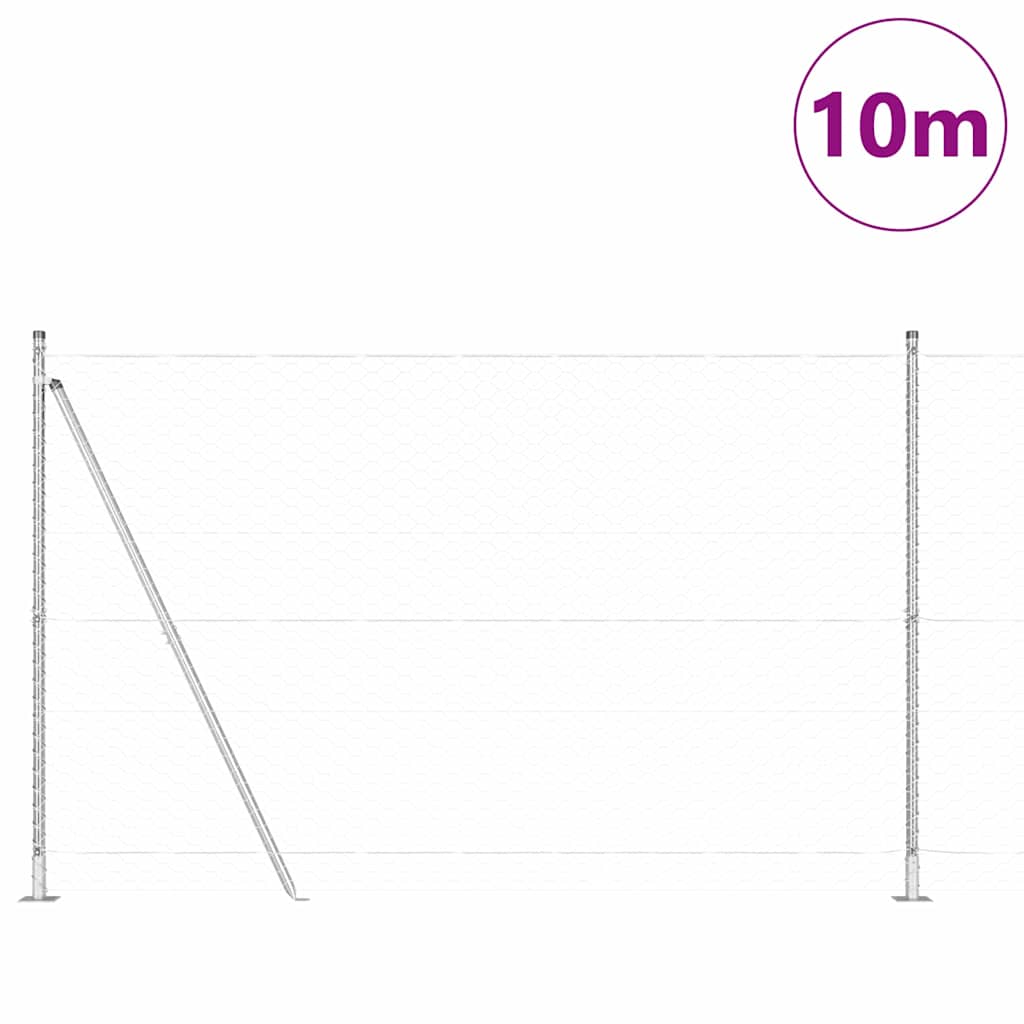 vidaXL Zaun mit Pfosten Silber 1,6 x 10 m PVC-beschichteter Stahl - Image 3
