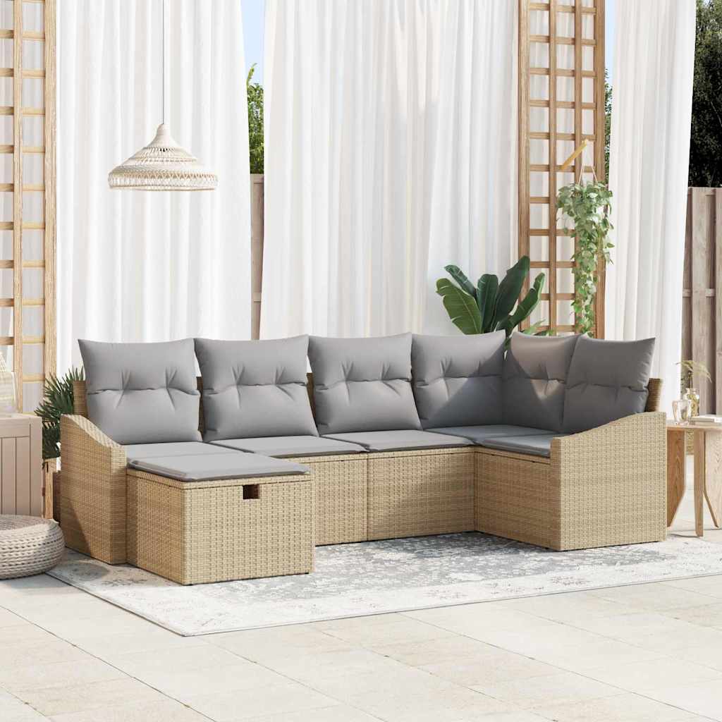 vidaXL Sofa Set mit Kissen 6 pcs Poly-Rattan