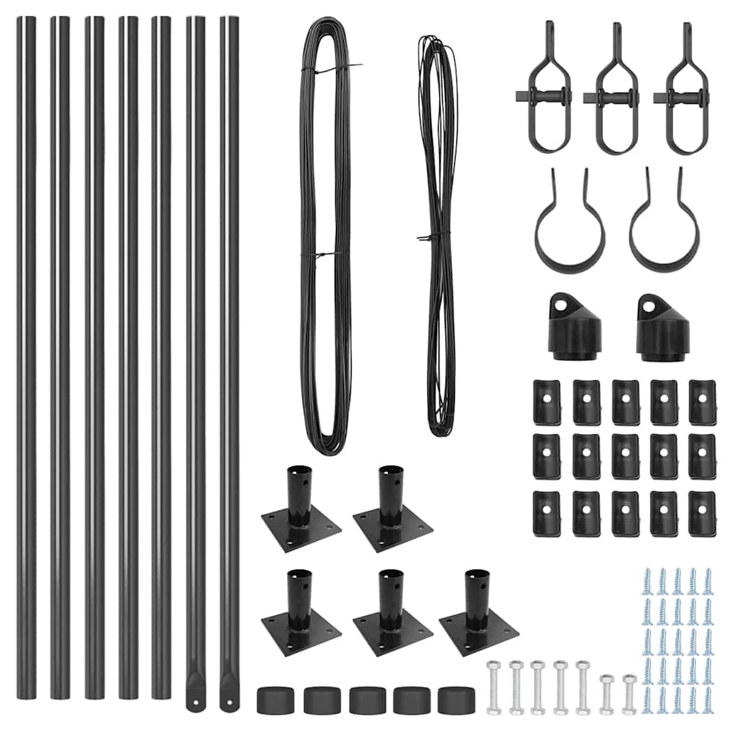 vidaXL Zaunpfosten 7 pcs Grau Ø32mm 110 cm Verzinkter Stahl - Image 3