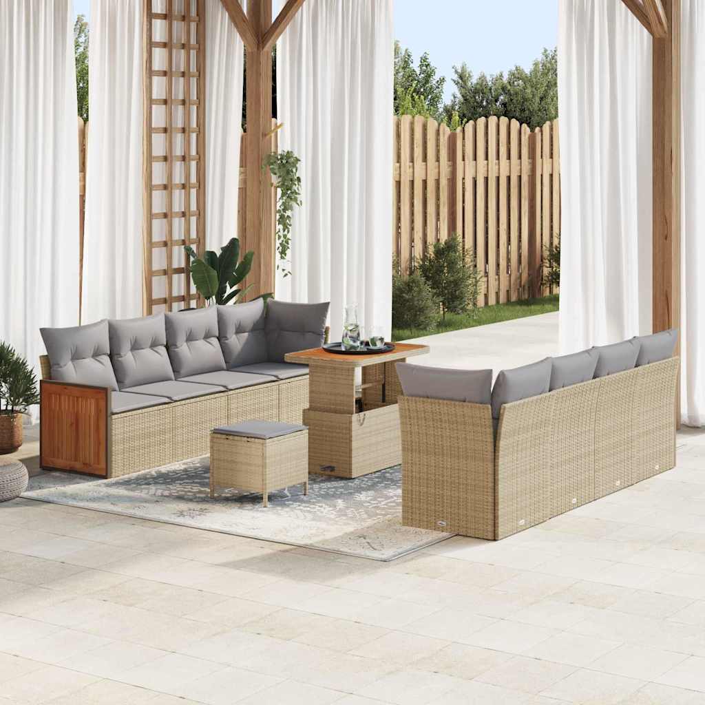 vidaXL Garten-Sofa-Set 11 pcs Beige Poly-Rattan