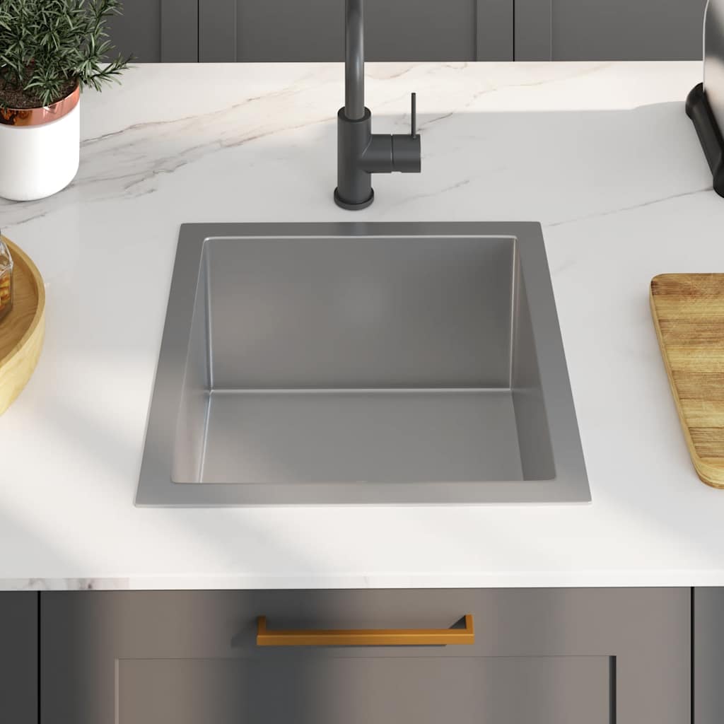 vidaXL Handgefertigte Küchenspüle Edelstahl - Image 3
