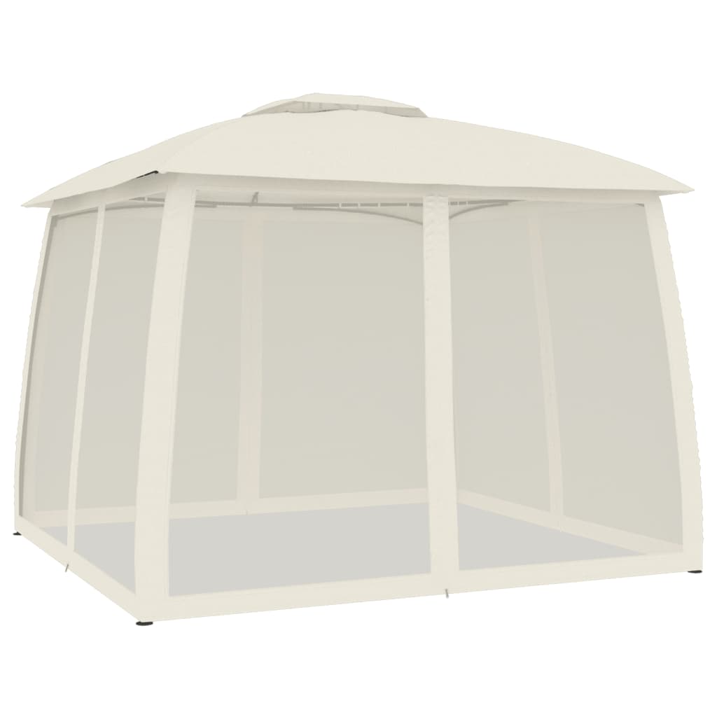 vidaXL Pavillon mit Doppeldach & Netzwänden Creme 2,93x2,93 m Stahl - Image 5
