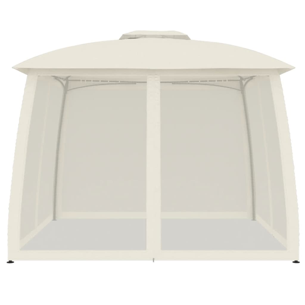 vidaXL Pavillon mit Doppeldach & Netzwänden Creme 2,93x2,93 m Stahl - Image 3