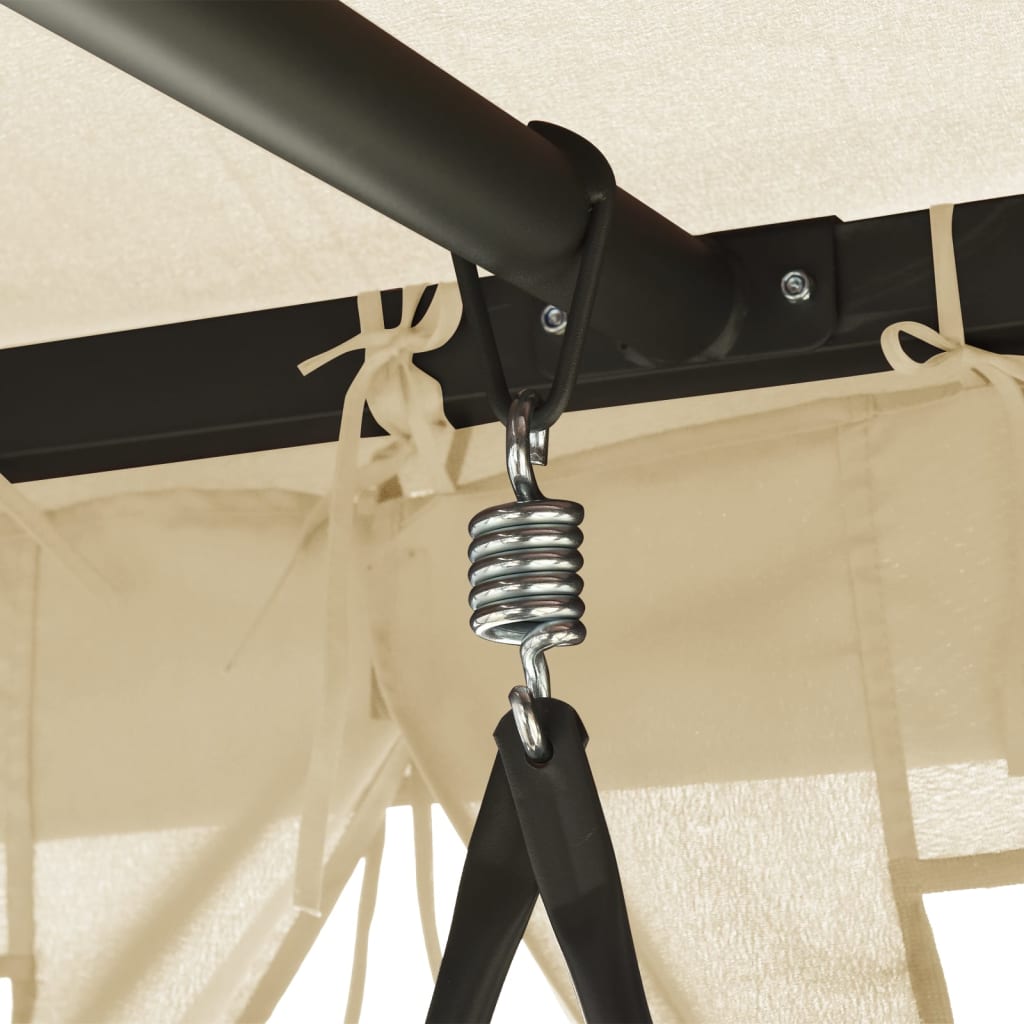 vidaXL Pavillon Umwandelbare Schaukelbank Cremeweiß - Image 5