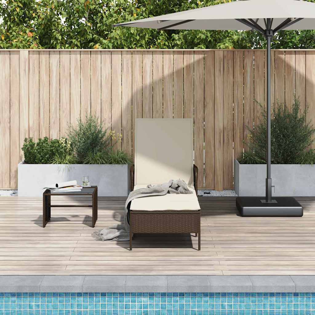 vidaXL Sonnenliege mit Kissen Braun 157 x 55 x 92cm Poly-Rattan